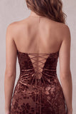 Chocolates Bodycon, bez ramiączek, falbaniane, aksamitne kwiatowe krótkie koktajlowe sukienki