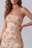 Khaki Sheath bez ramiączek z cekinami i aplikacjami maxi Formal Dress