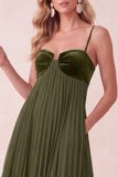 Sukienka maxi Coffee A-Line Sweetheart z plisowanymi kieszeniami