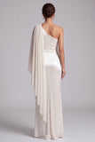 Kościowa pochwa, jedno ramię oplecione, marszczone, długie formalne suknie z koralikami