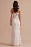 Biały gorset Mermaid Maxi Dress bez ramiączek z haftem