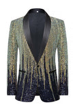 Cekiny One Button Black Golden Shawl Clabel Dam Prom