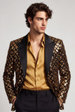 Sparkly Golden Sequins Peak Lapel Marynarka męska na studniówkę
