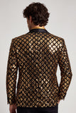 Sparkly Golden Sequins Peak Lapel Marynarka męska na studniówkę