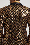 Sparkly Golden Sequins Peak Lapel Marynarka męska na studniówkę