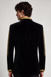 złota, haftowana męska marynarka na bal męski z kołnierzem stojącym