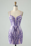 purple homecoming dress with sequins