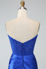 Załaduj obraz do przeglądarki galerii, Królewski Niebieski Długa Gorsetowa Sukienki Na Studniówke Z Rozcięciem