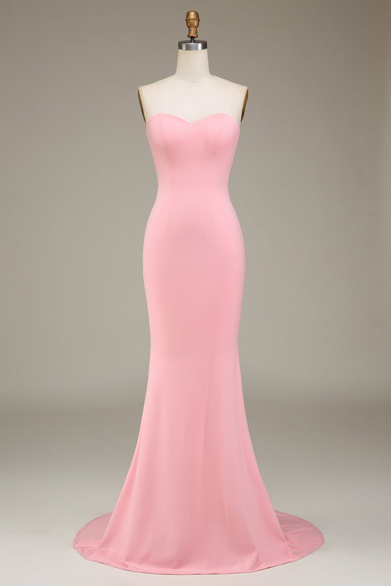 Załaduj obraz do przeglądarki galerii, Różowa Dekolt W Kształcie Serca Długa Sukienka Syrenka Na Wesele