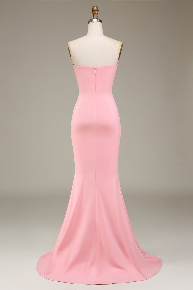 Załaduj obraz do przeglądarki galerii, Różowa Dekolt W Kształcie Serca Długa Sukienka Syrenka Na Wesele