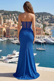 Sukienka na bal balowy Royal Blue w stylu królewskiego niebieskiego syreny z rozcięciem