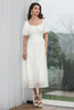 Załaduj obraz do przeglądarki galerii, Biała Kwadratowy Dekolt Sukienki Na Wesele