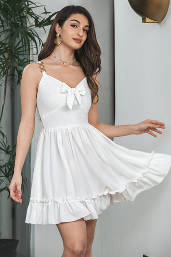 Biała Sukienka Plisowana Na Komunie w Kształcie Litery A