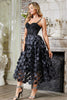Załaduj obraz do przeglądarki galerii, Czarna Cienkich Ramiączkach Sukienki Na Wesele z Gorsetem
