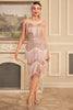 Załaduj obraz do przeglądarki galerii, Błyszcząca Rumieniec Cekiny Sukienka Lata 20 z Frędzlami