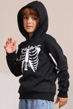 Czarne Bluzy Rodzinne Z Kapturem Na Halloween Skeleton