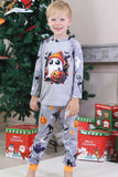 Szara Halloween Rodzinna Świąteczna Piżama z Długim Rękawem