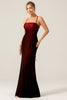 Załaduj obraz do przeglądarki galerii, Czarno-Czerwona Cienkich Ramiączkach Sukienka Syrenka Na Wesele
