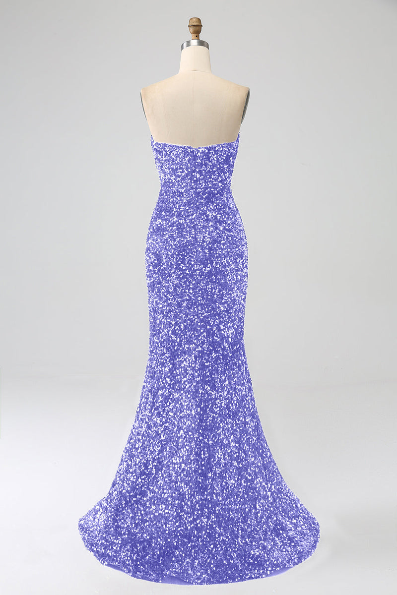 Załaduj obraz do przeglądarki galerii, Błyszcząca Królewski Niebieski Sukienki Syrenka Na Studniówke z Rozcięciem
