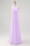 Biała sukienka plażowa z halter chiffon plus size, długa boho plażowa sukienka