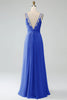 Załaduj obraz do przeglądarki galerii, Królewski Niebieski Szyfonowe Sukienka Dla Swiadkowej Z Rozcięciem