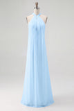 Biała sukienka plażowa z halter chiffon plus size, długa boho plażowa sukienka