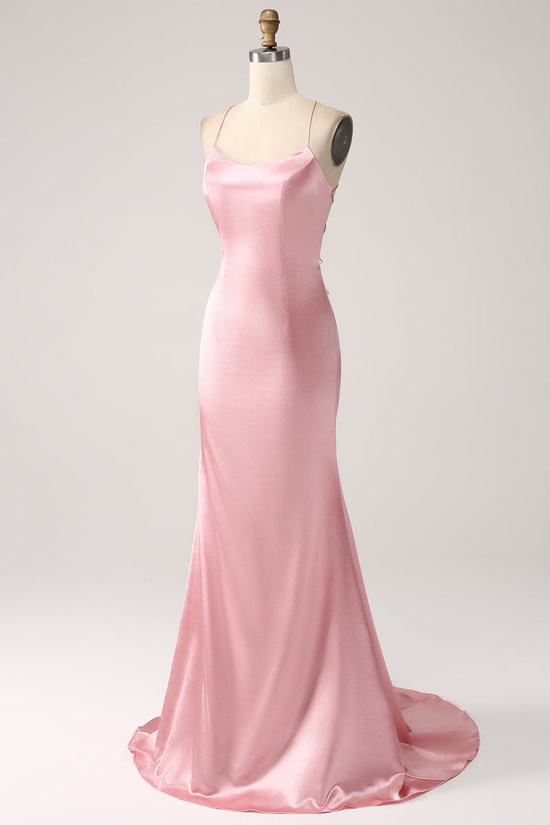 Załaduj obraz do przeglądarki galerii, Rumieniec Cienkich Ramiączkach Długa Sukienka Syrenka Na Studniówkę