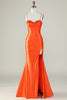Załaduj obraz do przeglądarki galerii, Pomarańczowa Sukienki Gorsetowe Na Studniówke z Rozcięciem
