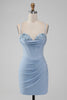 Załaduj obraz do przeglądarki galerii, Jasnoniebieska Cienkich Ramiączkach Gorsetowe Sukienki Koktajlowe