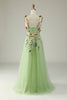 Załaduj obraz do przeglądarki galerii, Szampańskie Cienkich Ramiączkach Tiulowa Sukienka Na Studniówkę z Kwiatami 3D