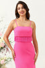 Załaduj obraz do przeglądarki galerii, Cienkich Ramiączkach Różowa Sukienki Dla Druhny z Frędzlami
