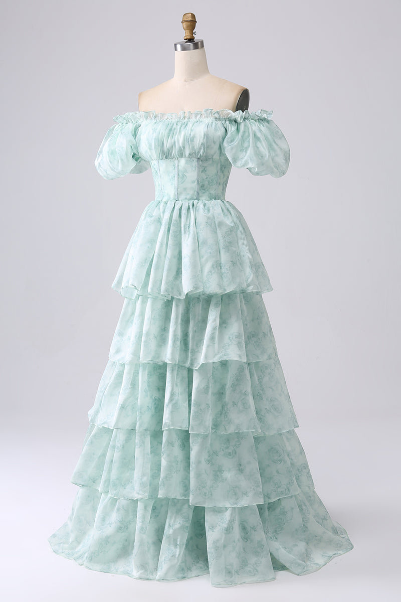 Załaduj obraz do przeglądarki galerii, Jasnoniebieska Długa Gorsetowa Sukienki Na Studniówke