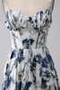 Załaduj obraz do przeglądarki galerii, Niebieska Gorsetowe Sukienka Dla Swiadkowej W Kwiaty