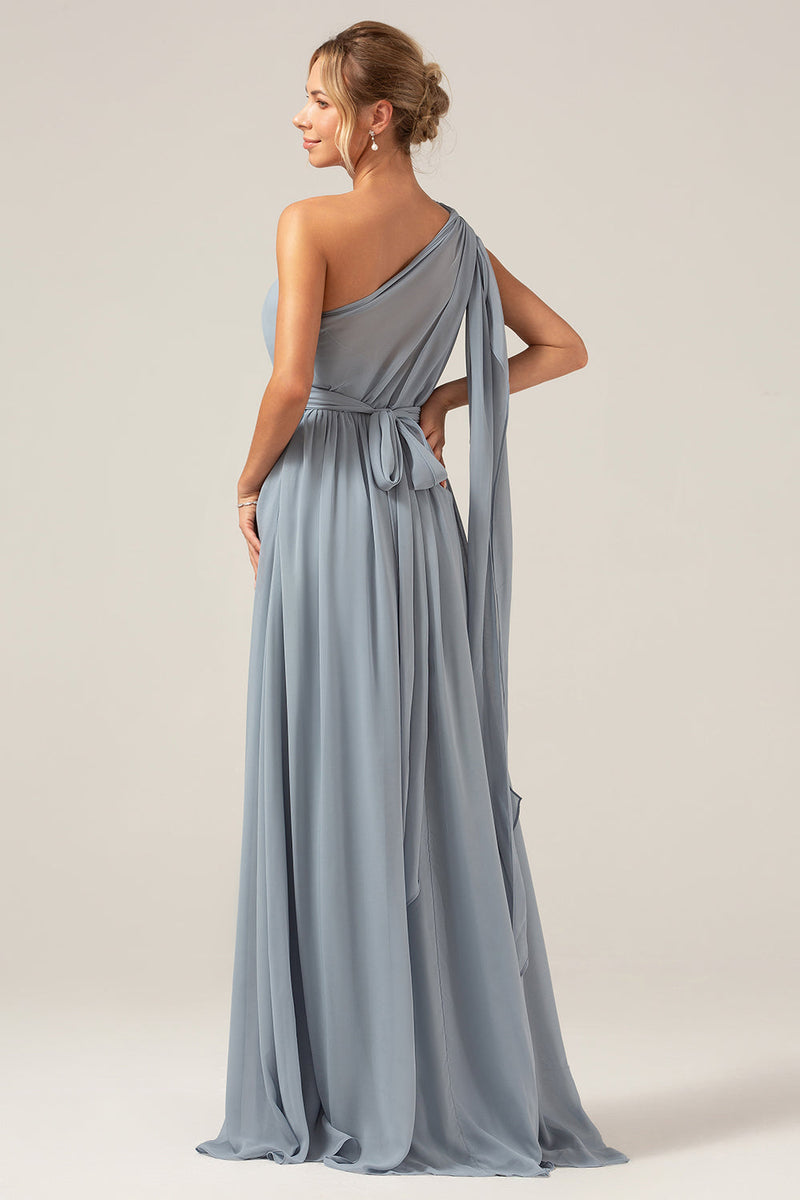Załaduj obraz do przeglądarki galerii, Zakurzony Błękit Zamienny Sukienka Szyfonowe Na Wesele