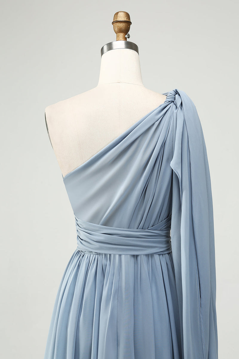 Załaduj obraz do przeglądarki galerii, Zamienny Szaroniebieski Szyfon Długa Sukienka Na Wesele
