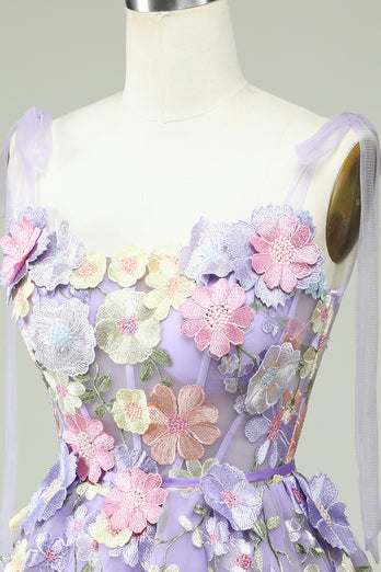 Niebieski Gorsetowa Krótkie Sukienki Koktajlowe z Kwiatami 3D