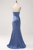 Załaduj obraz do przeglądarki galerii, Szary Niebieski Cienkich Ramiączkach Sukienka Syrenka Na Wesele