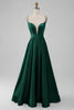 Załaduj obraz do przeglądarki galerii, Prosta Zielona Satynowa Sukienka Na Wesele W Kształcie Litery A z Sznurowany Tył