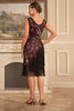 Załaduj obraz do przeglądarki galerii, Błyszcząca Burgundia Cekiny Sukienka Lata 20 z Frędzlami z Zestawem Akcesoria