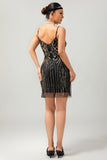złota cekinowa sukienka bodycon 1920s z 5-częściowym zestawem akcesoriów