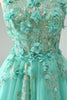 Załaduj obraz do przeglądarki galerii, Błyszcząca Zielona Cekinowa Sukienki Koktajlowe z Aplikacjami