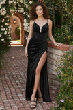 Bordowa Mermaid Velvet Gorset Spaghetti Straps Long Holiday Dress z rozcięciem