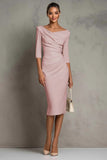 Kości Słoniowej Satynowa Ołówkowe Midi Sukienki do Pracy z Rękawy