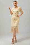 Flapper bordowa cekinowa sukienka bodycon z frędzlami z 1920 roku