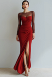 Cabernet Syrenka łódka Dekolt Długa Sukienki Wieczorowe z Rozcięciem