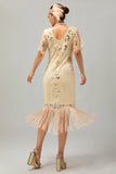 Flapper bordowa cekinowa sukienka bodycon z frędzlami z 1920 roku