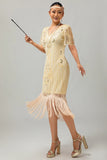 Flapper bordowa cekinowa sukienka bodycon z frędzlami z 1920 roku