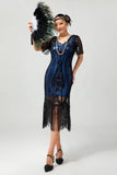 Flapper bordowa cekinowa sukienka bodycon z frędzlami z 1920 roku