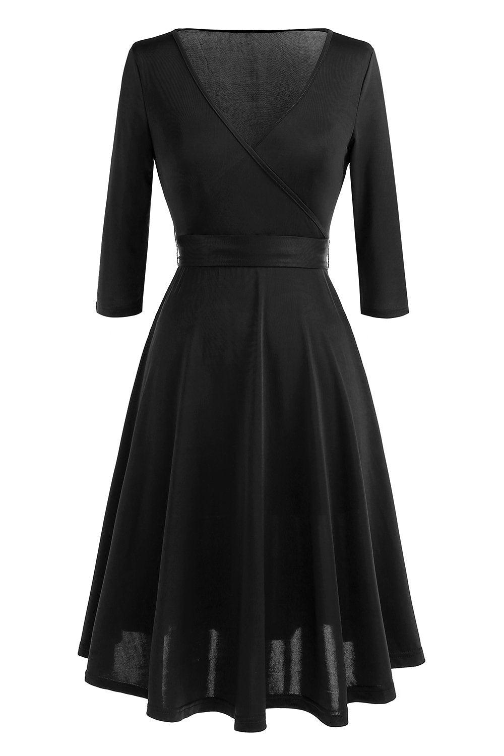 Czarna sukienka Vintage 1950s z szarfą
