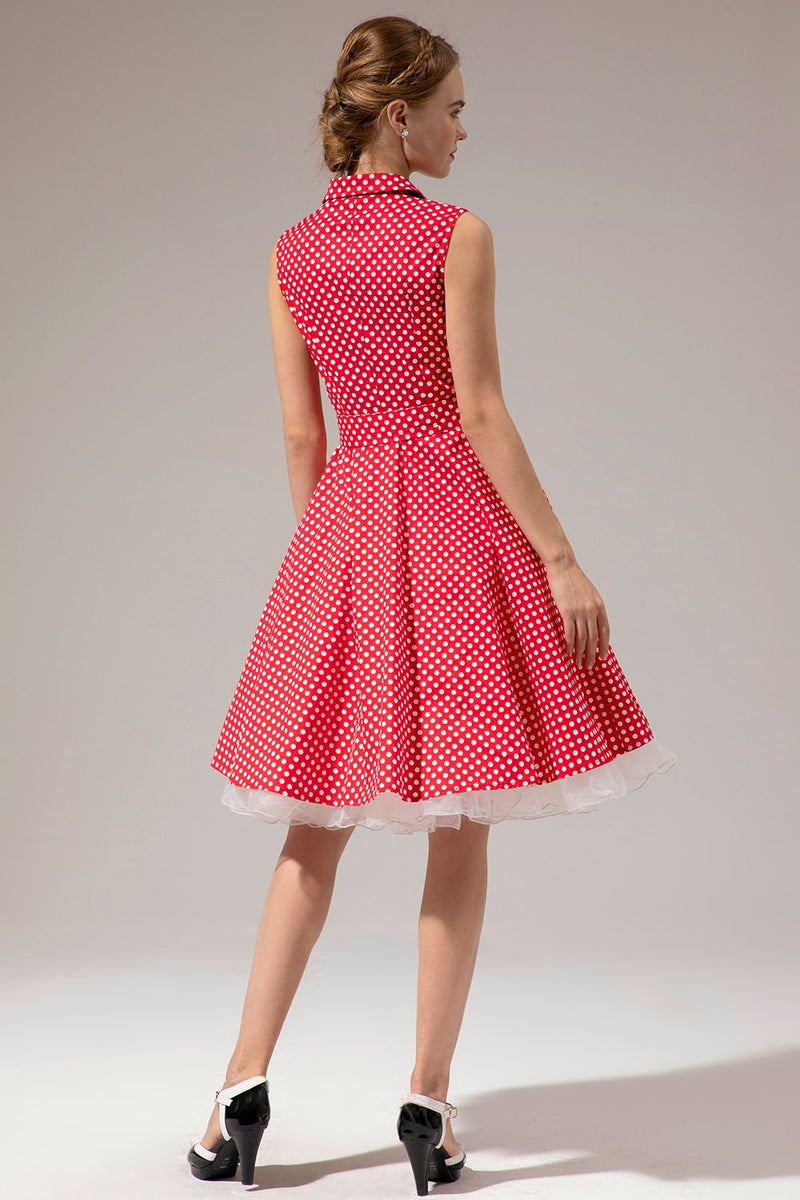 Załaduj obraz do przeglądarki galerii, Sukienka z kropką bez rękawów z lat 50.